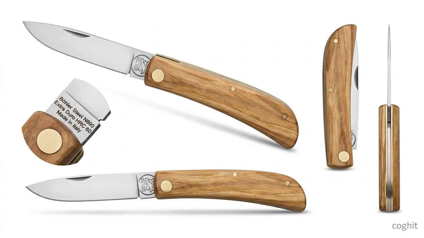 
                  
                    FOLDING POCKET KNIFE 230 IN STAINLESS STEEL Böhler N690 - OLIVE WOOD HANDLE
                  
                