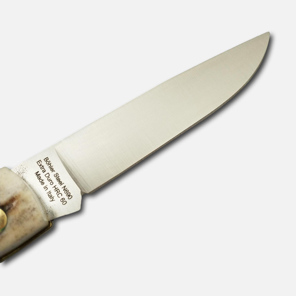 
                  
                    Cuchillo de bolsillo plegable 231 en acero inoxidable Böhler N690 - mango de cuerno de ciervo
                  
                