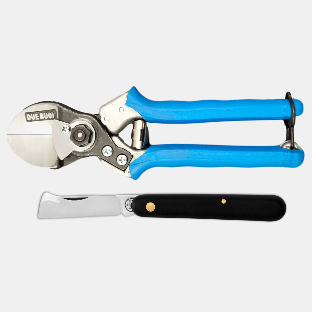 KIT DE PODADERA DE DOBLE FILO CON MANGO DE ALUMINIO 135/20 - CUCHILLO DE INJERTAR 202 SU.SI.